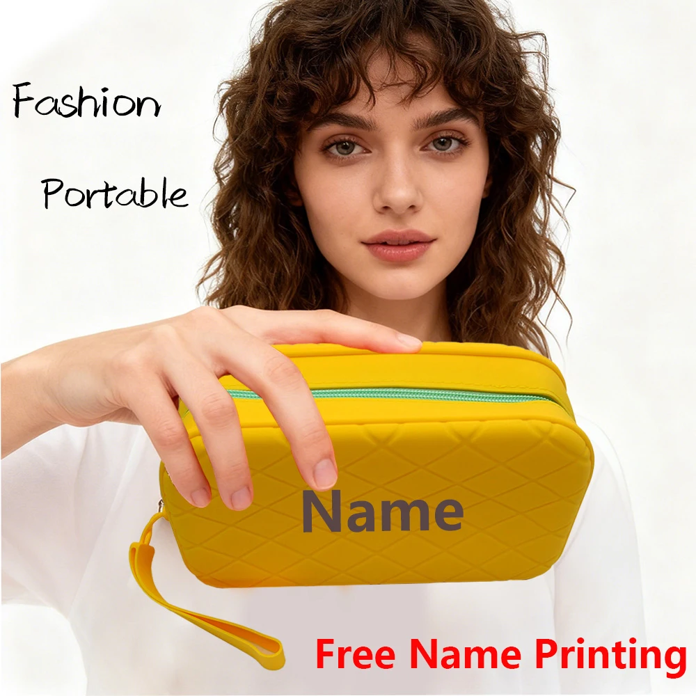 

Силиконовая косметичка с бесплатной персонализацией имени, идея для праздничного подарка, кошелек для монет, органайзер для хранения для женщин и девушек