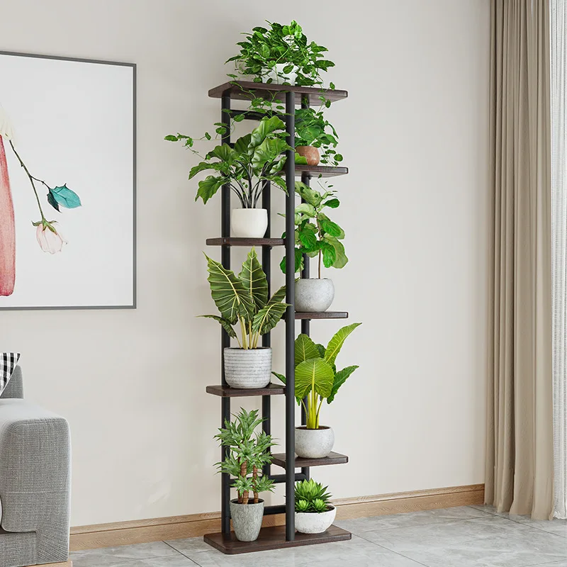 Simple Wrought Iron Potted Plant Shelf Indoor Living Room Outdoor Gardening Multi-layer Floor-to-ceiling Balcony Flower Stand