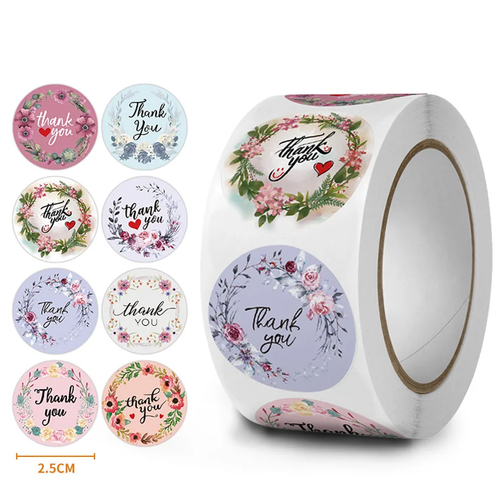 11 Styles Flower Thank You Sticker Letter Paper Gift Food Bag Sealing Sicker Wedding Birthday Holiday Bouquet Decoration Sticker