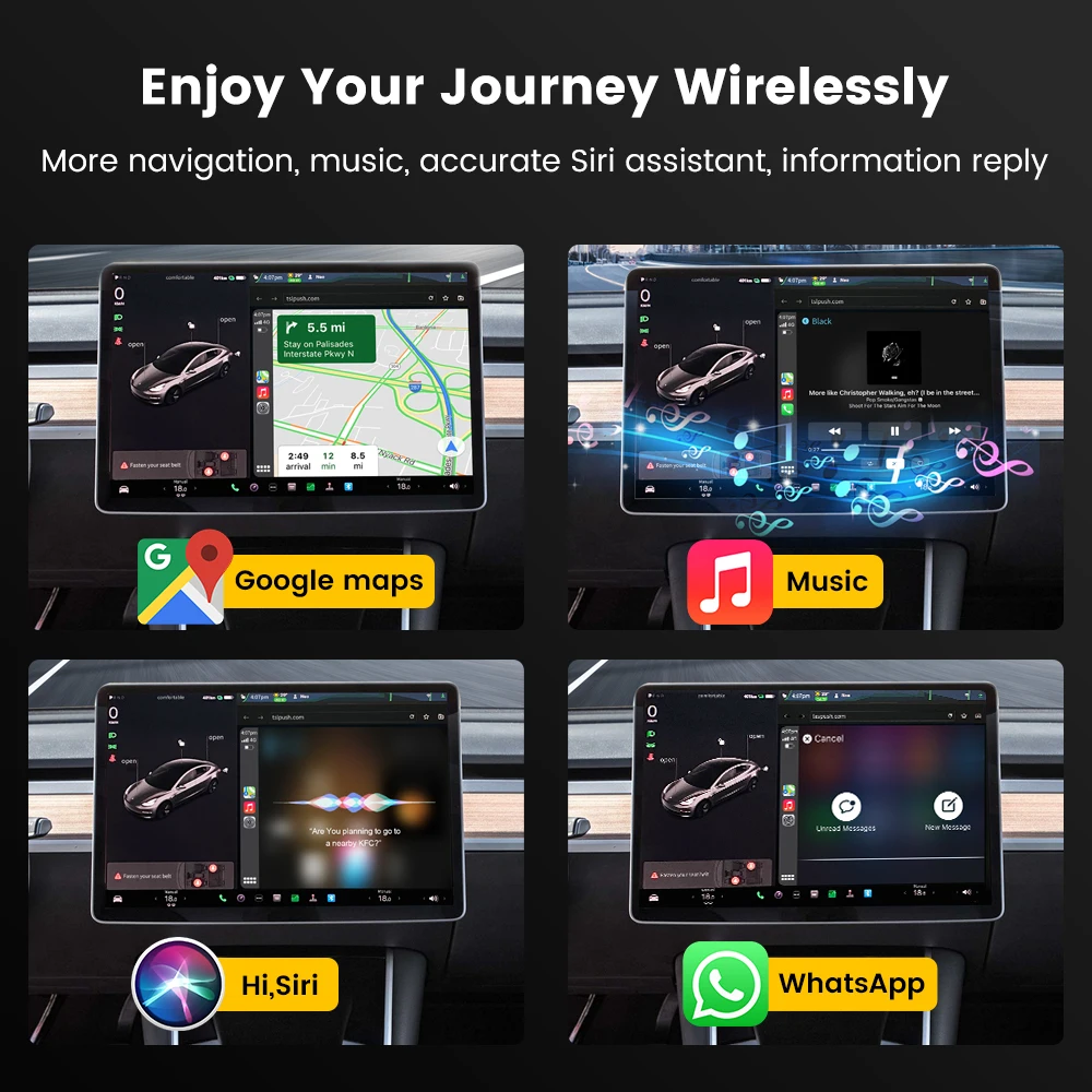 CarlinKit 4.0 For Tesla Upgrade Universal CarPlay Wireless Android Auto Model 3 Model Y X S 5Ghz WiFi CarPlay Ai Box SpotifyWaze