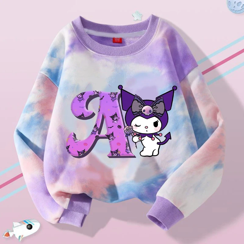 Nette Kuromi Mädchen Sweatshirts Kawaii Cartoon Brief A-Z Gedruckt Tops Kinder Winter Casual Sweatshirt Herbst Kinder Kleidung