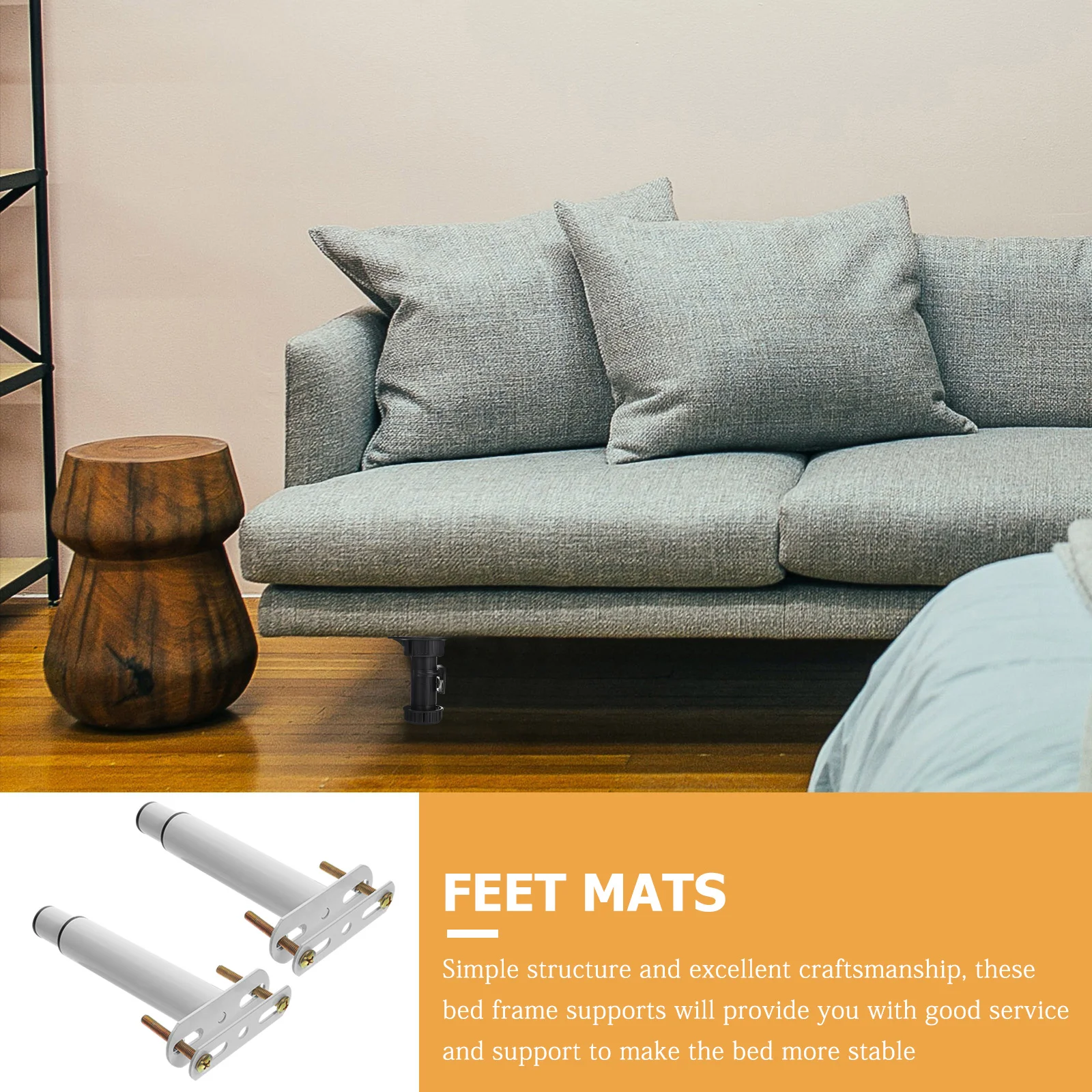 Patas de cama ajustables de repuesto, soportes de muebles resistentes para marco de cama, soporte central, uso prolongado, 2 uds.