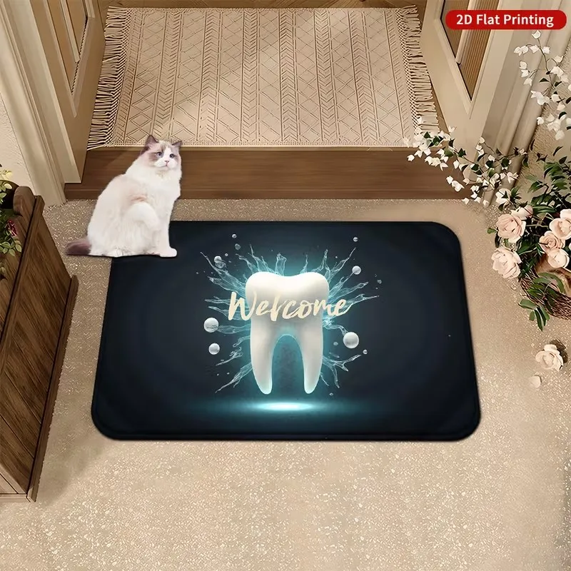 Funny Tooth Be Told Print Doormat Dental Office Themed Non Slip Floor Mat for Home Entryway