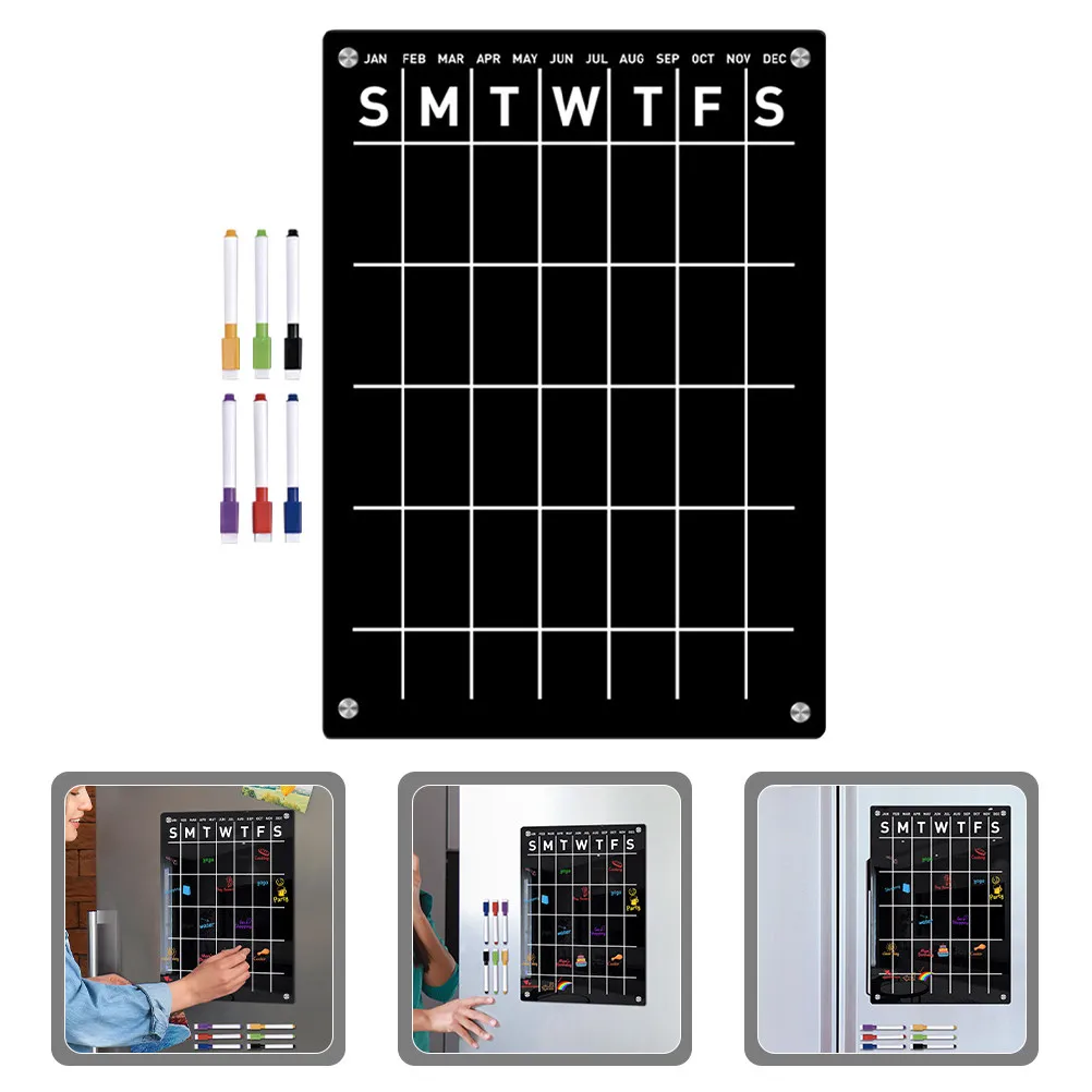 1Set Sticker Planning Whiteboard Magnetic Refrigerator Writing Board Calendar Dry Erase Board Grocery List Magnet Memo Planner