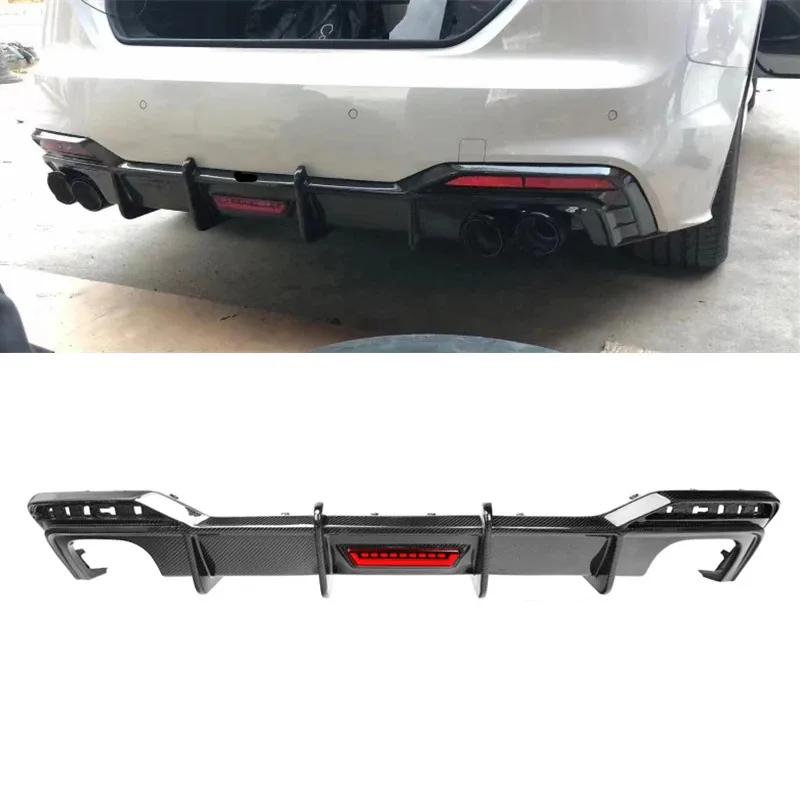 

For Audi A5 B9.5 4 Door Sline 2021+ K Style Carbon Fiber Rear Diffuser With Lamp
