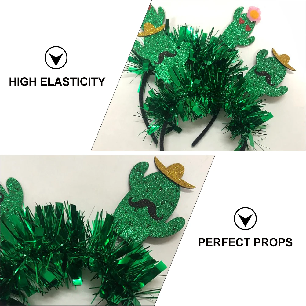 

2Pcs Cactus Head Hoop Bands Green Hair Ties Elastic Size Couples Wedding Party Photography Props Decorative Accessories