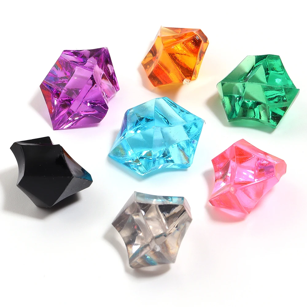 50pcs/lot 17x23mm No Hole Acrylic Beads Colored Irregular Loose Crystal Bead Decoration Wedding Party Decorations Crafts