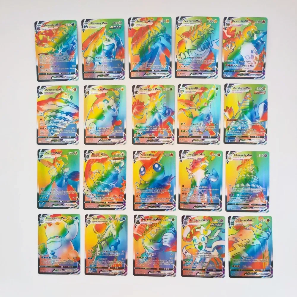 60pcs Pokemon Card Not Repeating French Rainbow Card Collection Cards Game Battle Carte Trading Children Toy