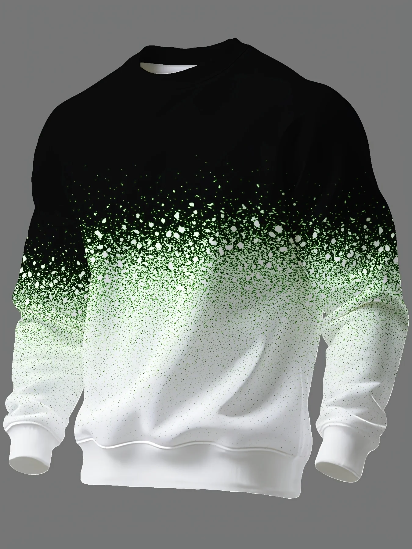 New Men’s Crewneck Sweatshirt with Paint-Splatter Print – Versatile, Casual, Stylish, Trendy, Street-Style