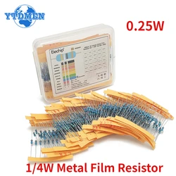 300-600PCS 1/4W Metal Film Resistor Kit 10 Ohm ~1M 1R-10M Resistance 1% 0.25w Resistors Set