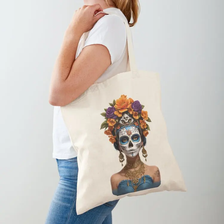 

Catrina's Bouquet: Floral Skull Art Tote Bag tote bags cloth bags shopper bag woman large size bags