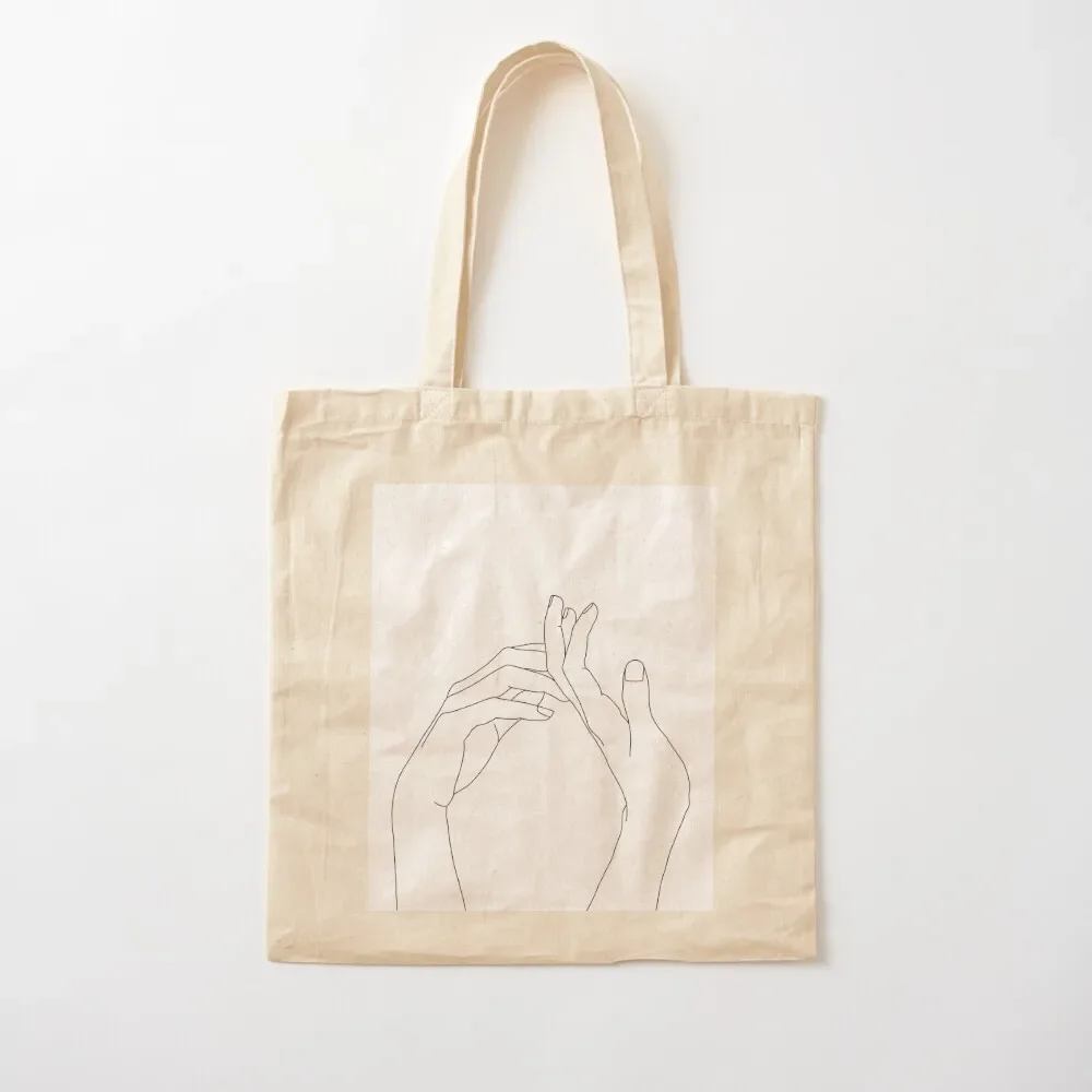 

Woman's hands line drawing - Abi Tote Bag supermarket folding bag eco pack Customizable tote bag