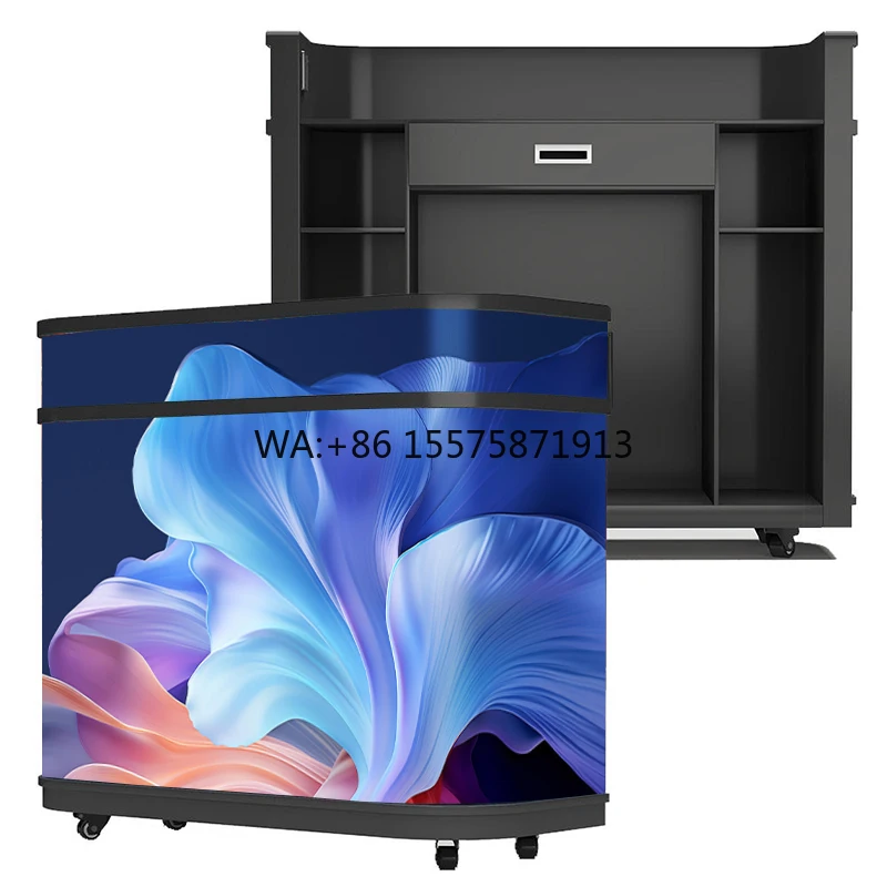 Customized P2 P2.5 Indoor LED Poster Screen DJ Booth Flexible Ellipse Counter Front Desk Display for Shopping Mall IP65 Rated