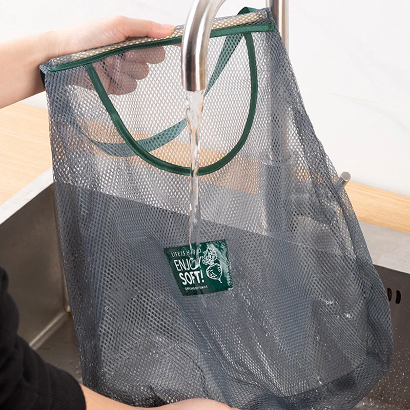 Reusable Kitchen Hanging Mesh Bag Home Fruit And Vegetable Storage Net Bag For Ginger Garlic Onions Potatoes Hollow Mesh Bag view 5