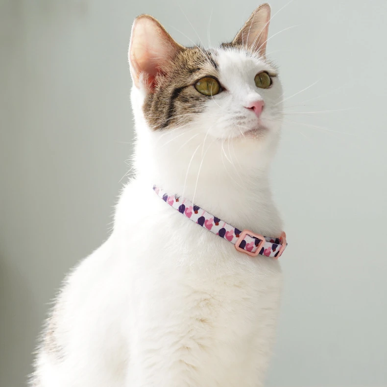 1Pc Colorful Cute Bell Collar Adjustable Buckle Cat Collar Pet Supplies Footprint Personalized Kitten Collar Small Dog Accessory