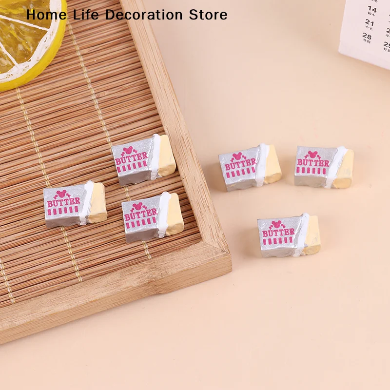 【TG】6Pcs 1/12 Simulation Food Butter Miniature Pretend Play Kitchen Diy Bread Set Toy Breakfast Tableware Doll House Accessories