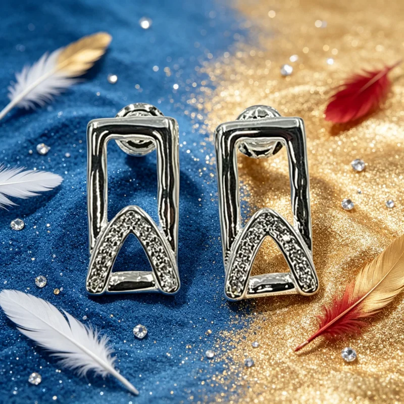 

Rhinestone Inlaid Letter A Silver Earrings