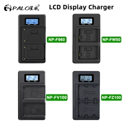 NP-FW50 NP-FZ100 NP-F960 NP-970 NP-FV100 LCD USB Dual Charger LCD Screen Display Smart Charger for Sony Camera Battery Batteries