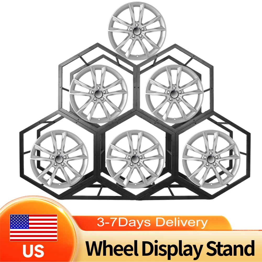 

Steel Wheel Display Stand Stackable Hexagon Rack Spare Tyre Storage Organizer Burr Free Welding for Garage Car Modification Shop