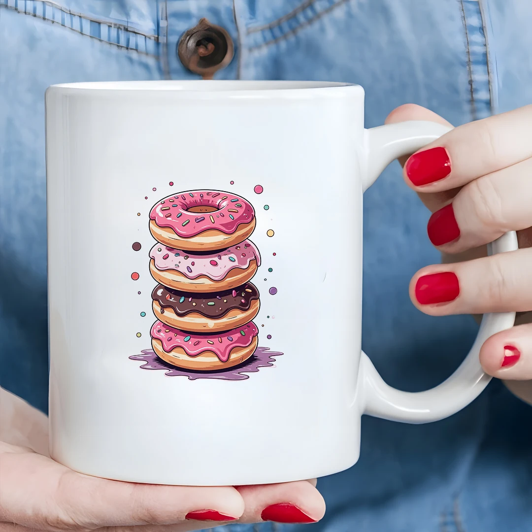 

11oz Cartoon Donut Cup with Candy Sprinkle Decor Kids Drink Cup Christmas Family Gift Essential for Office