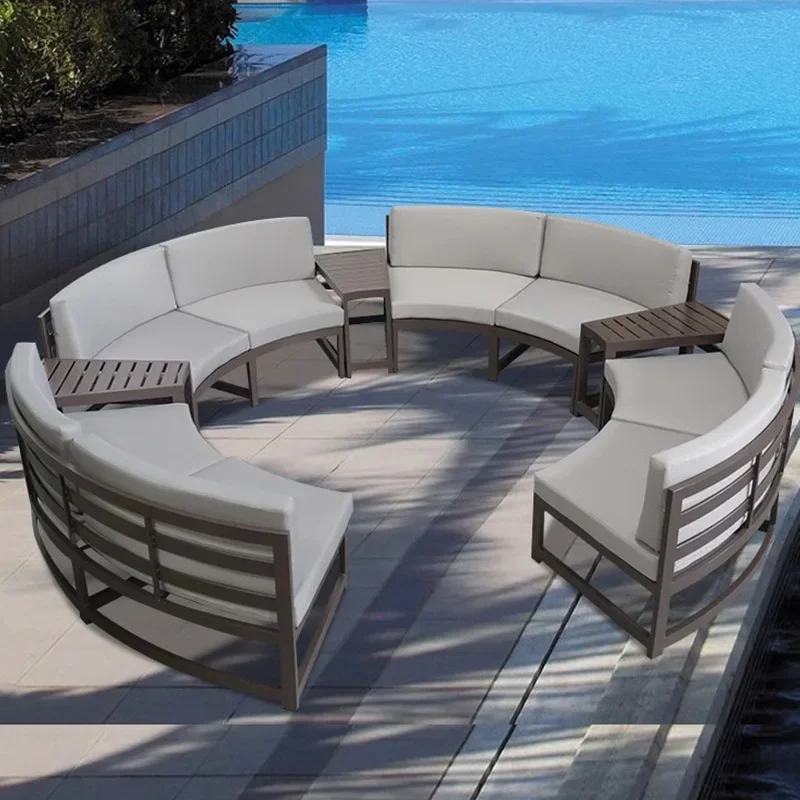 

postmodern Outdoor Sofa Patio Terrace Round Rattan Seat Waterproof Sunscreen Hotel Open-air Garden
