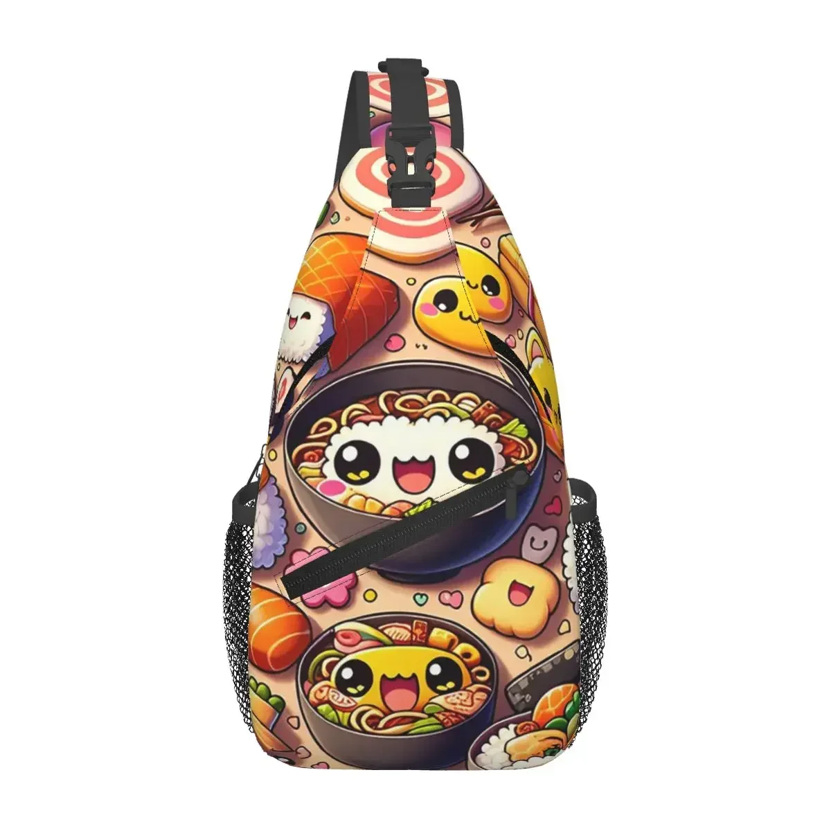 

Kawaii Cuisine Adorable Anime Food Fiesta Chest Bag Men Sling Crossbody Backpack Chest Bag Traveling Hiking Daypack Shoulder Bag