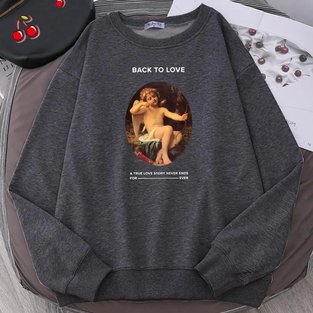 

Oil Painting Angel Vintage New Autumn Print Men Fashion Loose Hip Hop Sweatshirt Fashion Crewneck Pullover