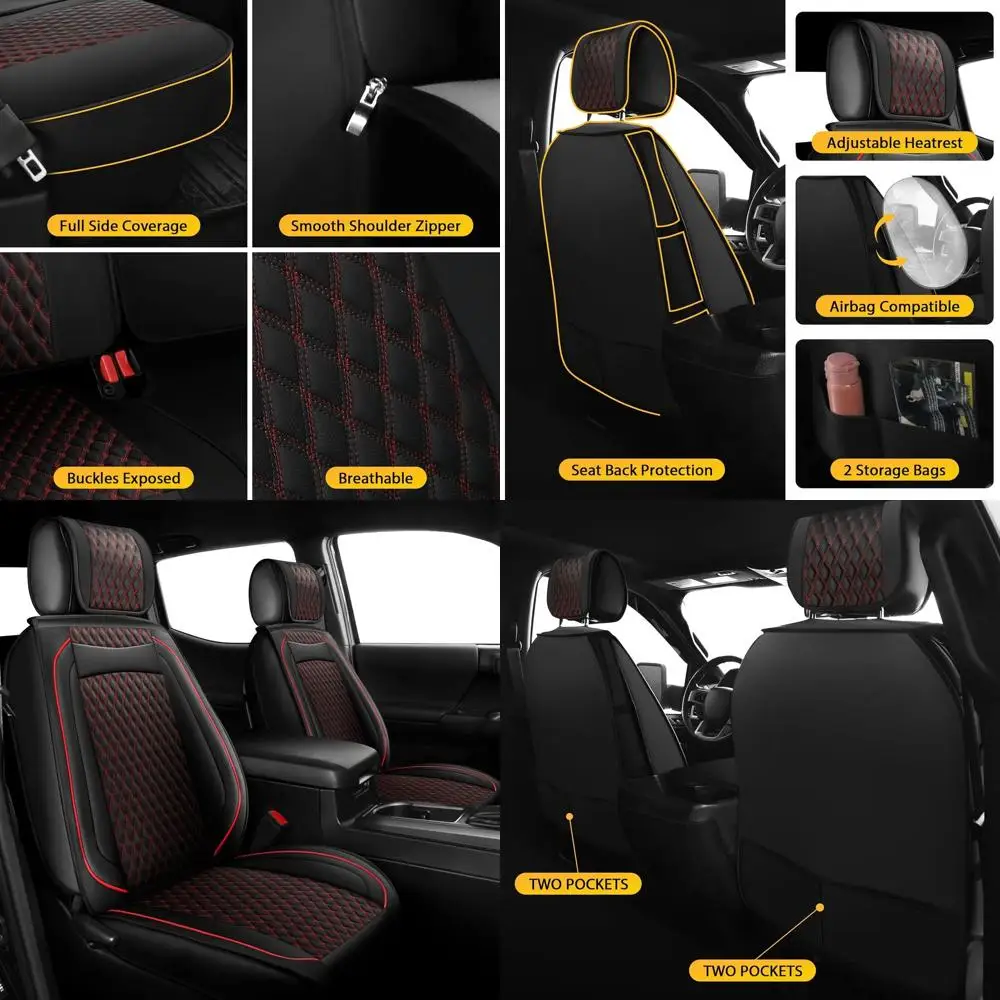 

Custom Leather Seat Cover Full Set Compatible with Toyota Tacoma 2009 to 2024 TRD Sport Off Road TRD Pro Limited SR SR5 Package