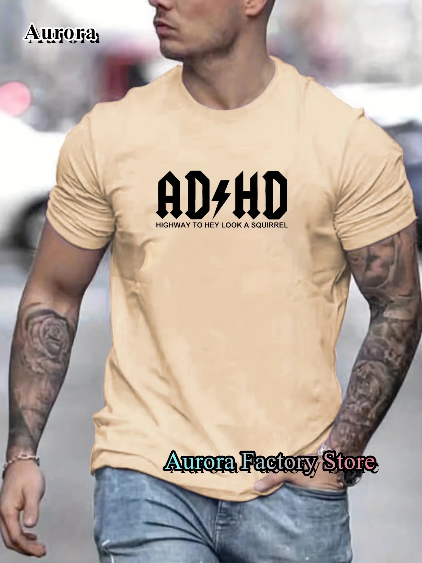 Summer Men Women Cotton T-Shirt Fashion Letter ADHD Printing Tops Tees Male Fashion Short Sleeve Camiseta Harajuku Streetwear