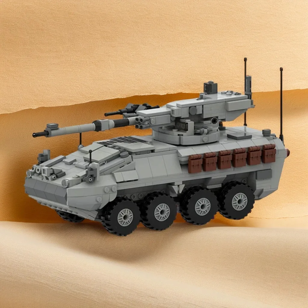 

763 шт. M1128 Stryker MGS масштаб 1:34 мобильная пистолетная система MOC с основной пистолет 105 мм образовательные строительные блоки подарок