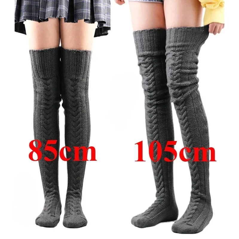 

Warm Knitted Thigh High Socks Cozy Simple Over The Knee Socks Autumn Winter Fashion Foot Warmers Women's Stockings