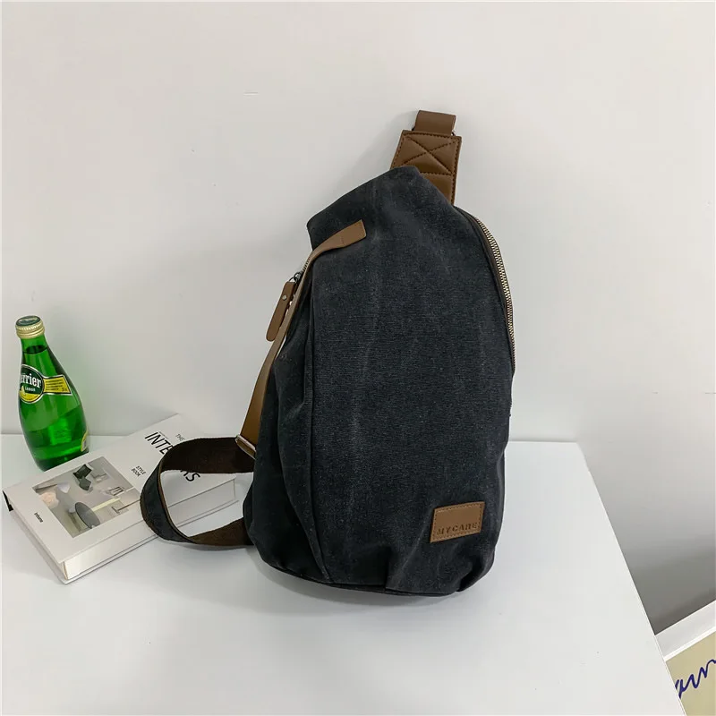

2026 New Canvas Shoulder Bag Casual Simple Wear-resistant Cycling Waist Bag Solid Color Commuting Fashionable Men's Storage Bag