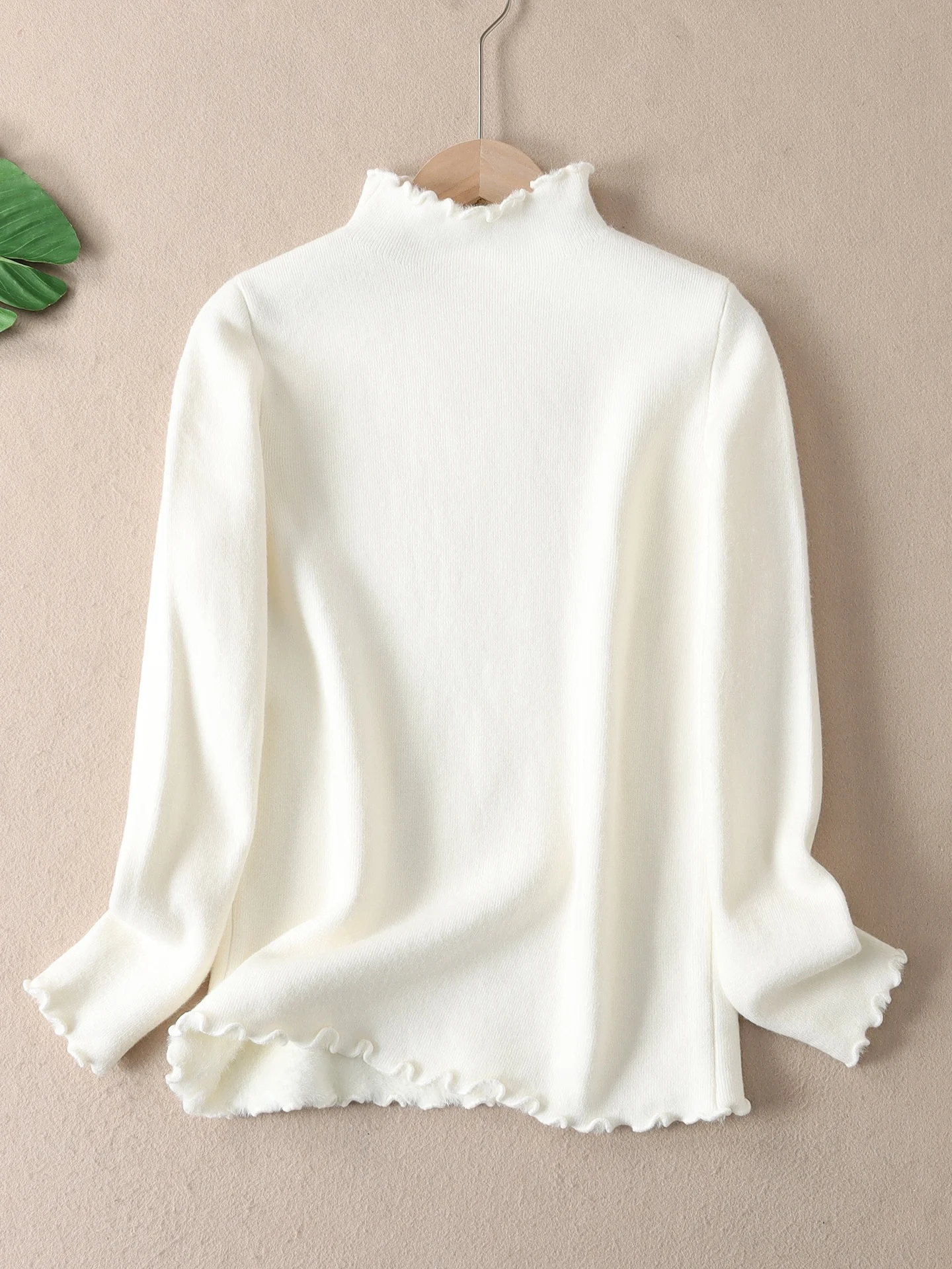 Thiened Maglione di lana con finiture per orecchie monopezzo da donna Inverno caldo morbido slim fit Abbigliamento interno lavorato a maglia Filato fine Lungo Sve