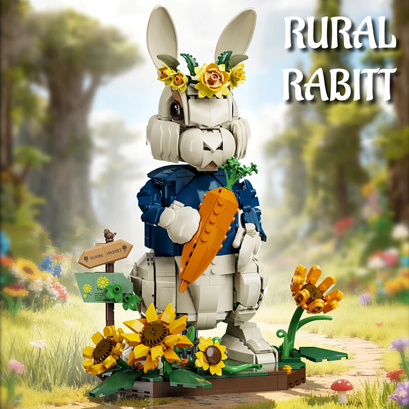 Pastoral Rabbit Educational Building Toy Desktop Creative Ornament Building Blocks Model Assembly Kids Adult Birthday Gift