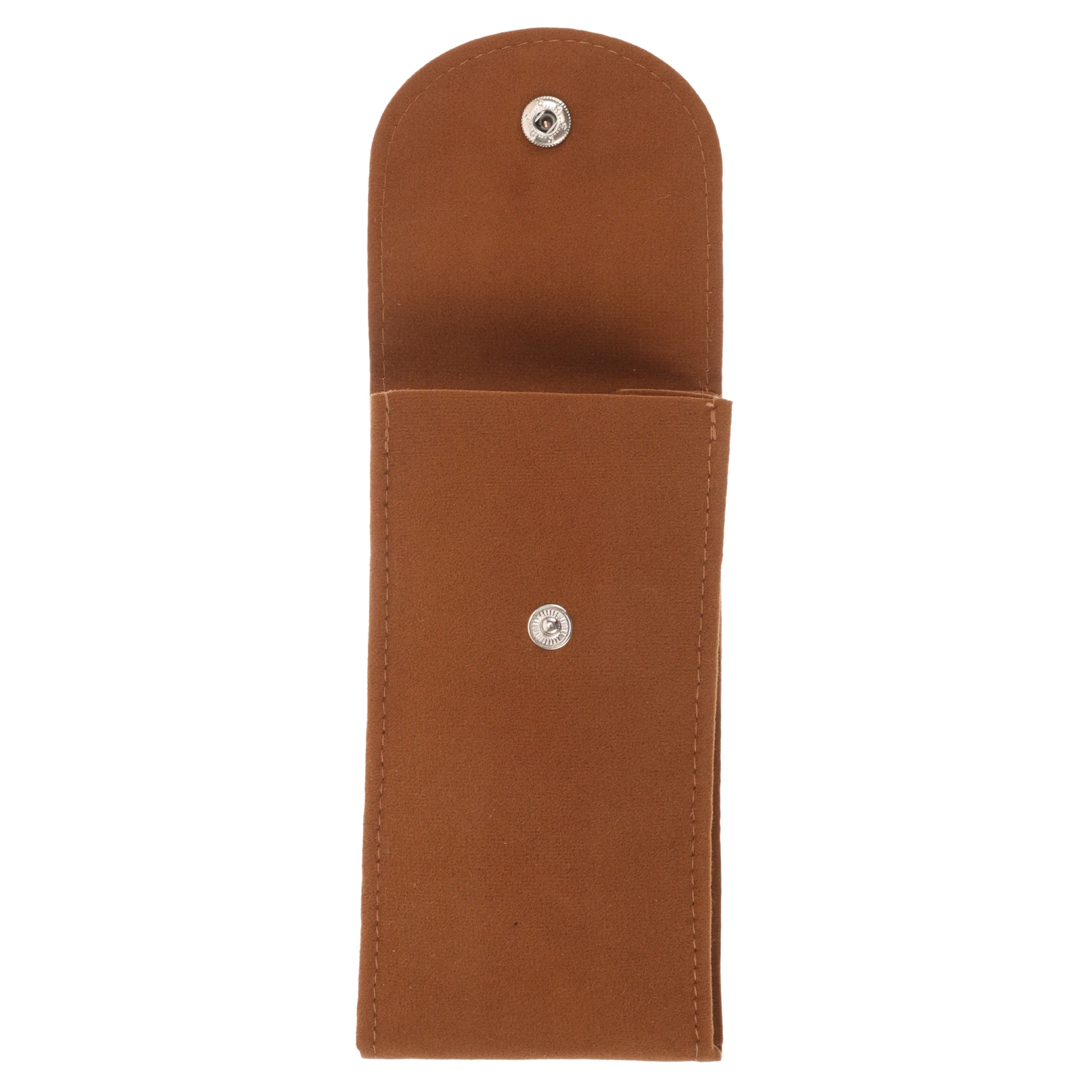 

Brown Watch Travel Case Snap Button Outdoor Camping Double Sided Velvet Protective Storage Bag Watches Jewelry Organizer Pouch