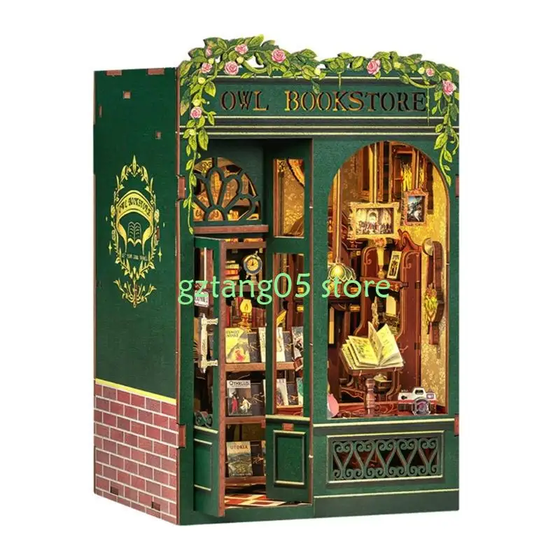

57EE Vintage Miniature Dollhouses Model Building Set With Touch Lighting Adult Teens Educational Craft Activity Kits