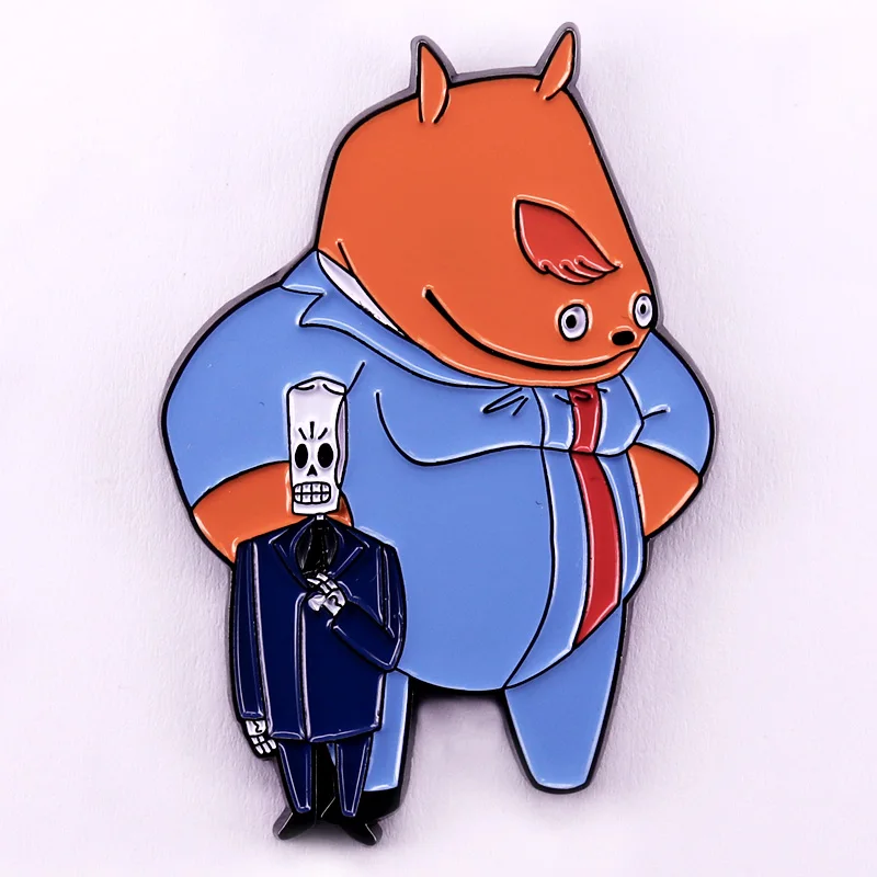 Manny and Glottis Enamel Pin Adventure Game Grim Fandango Badge Gamer Gift Decor