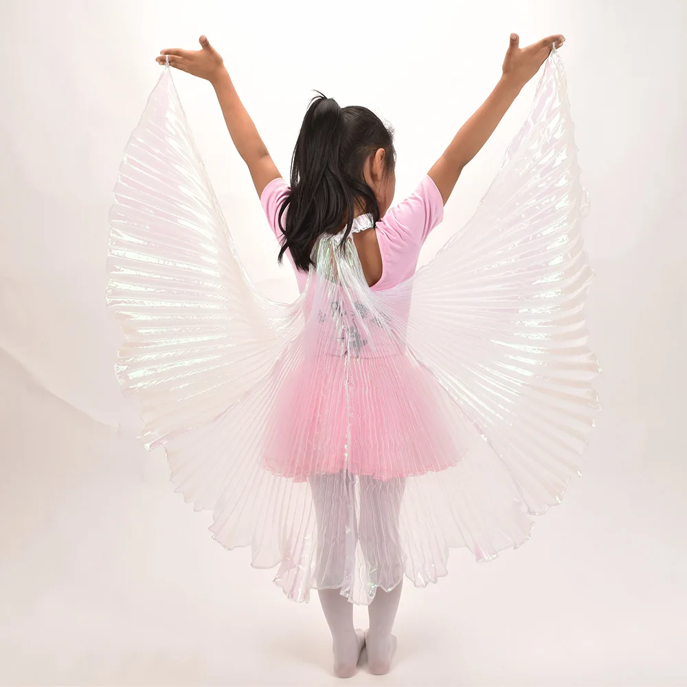 New Style Children\'s Belly Dance Wing Symphony Yarn Cloak Hand Hook Dance Performance Props Transparent Color Hanging Neck Wings