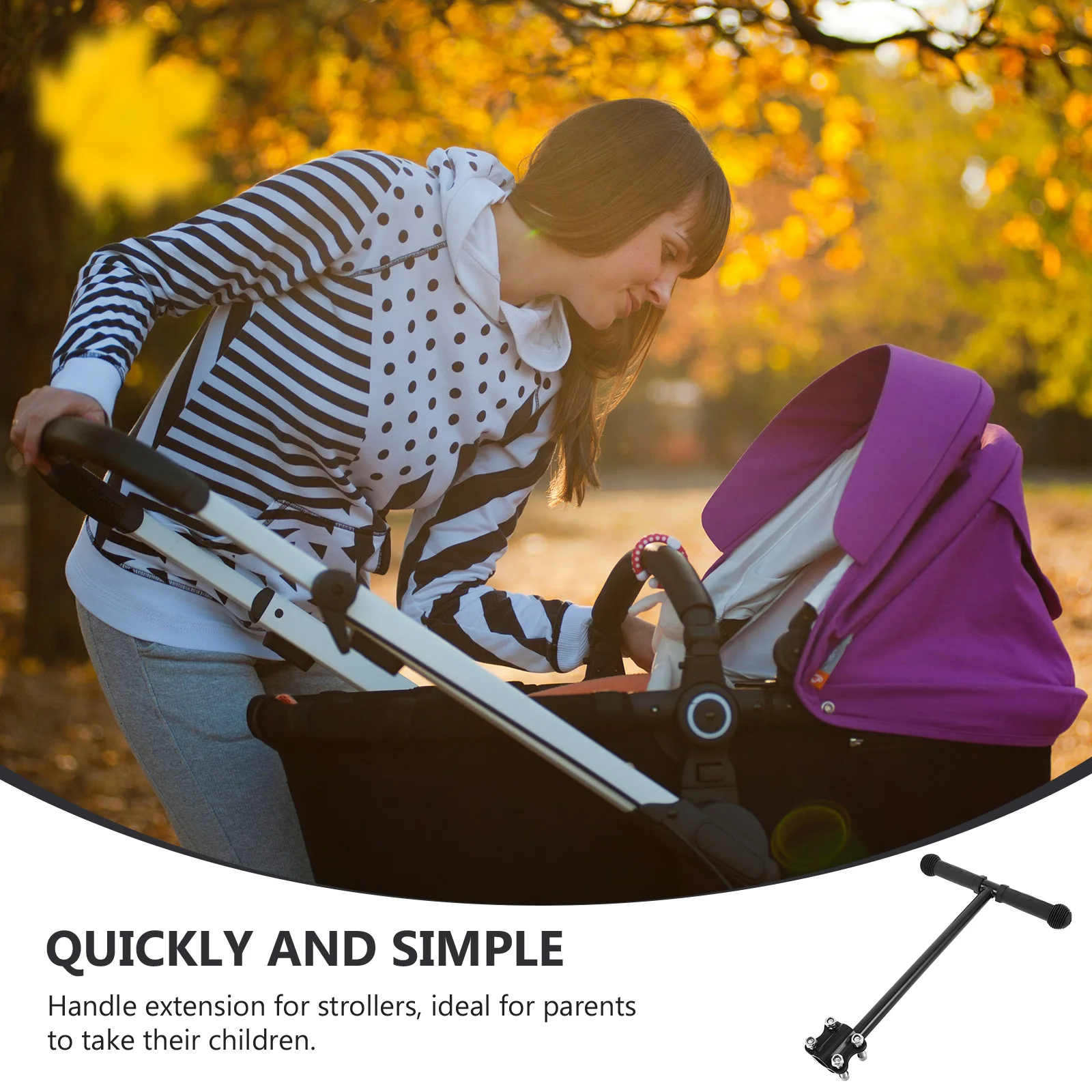 Kinderwagen-Griff-Verlängerungsstange für hohe Eltern, ergonomischer Griff, kompatibel mit Waggons, Wagen, Karren, Edelstahl, Kunststoff