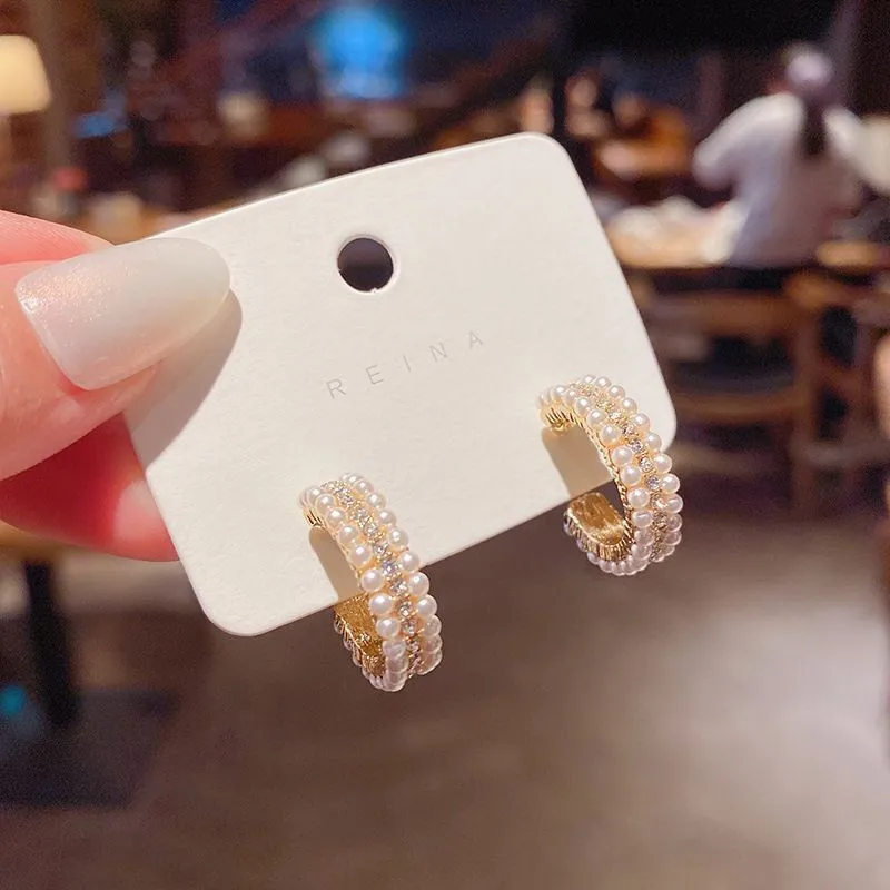 Pendientes de aro redondos de lujo coreanos para mujer, joyería de imitación de perlas, pendientes baratos y dulces para mujer, regalos para mujer 2022