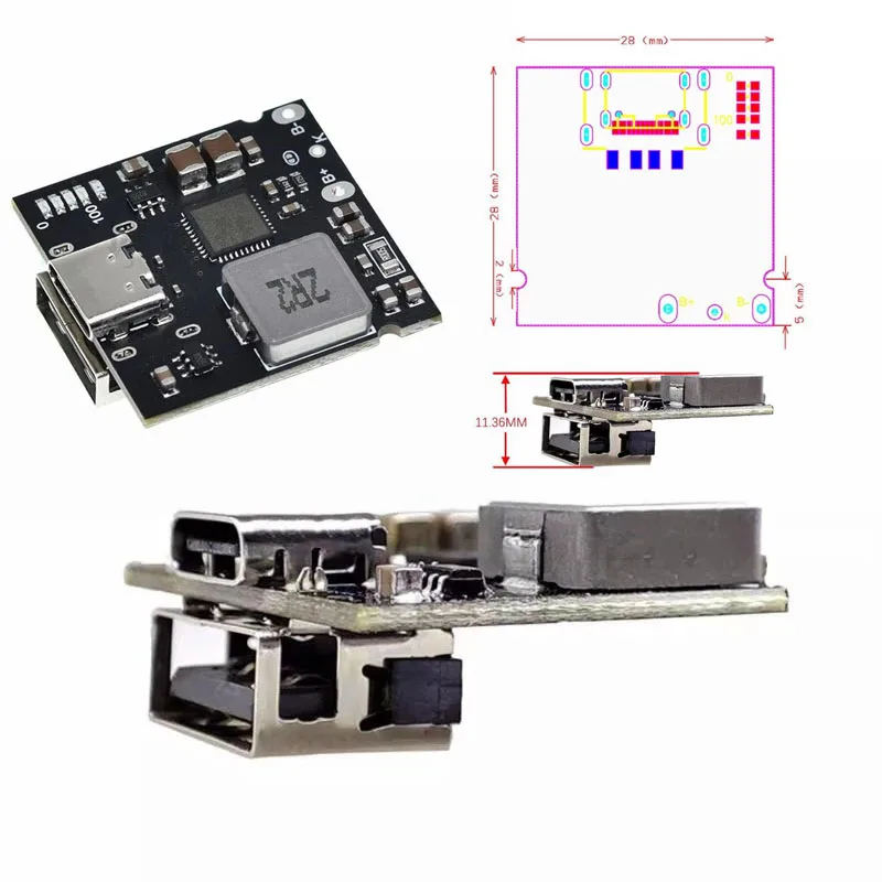 

Speedy Charging and Discharging Board for BMS 18650 Li-ion Battery, 1Pc USB Type-C DC 5V TO 3.7V 4.2V, 4A PD 18W.
