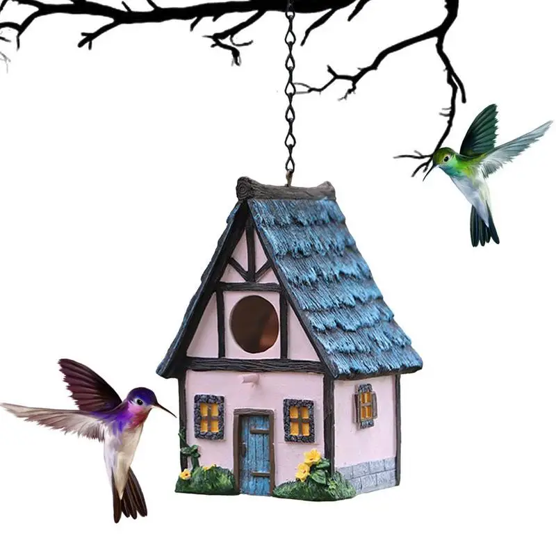 

Hanging Hummingbirds Nest House Outside Resin Bird Nest Sturdy Resin Material Bird House Great For Garden Outdoor Indoor