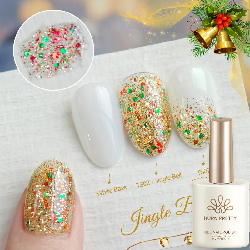 

BORN PRETTY 15 мл Рождественский гель-лак для ногтей Jingle Bell Венок Holiday Star Jelly Glitter Soak Off UV Nail Art Varnish Salon