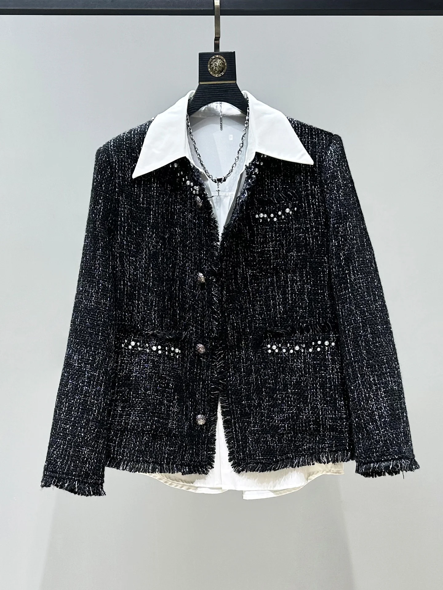 

Мужская короткая куртка с бахромой и подплечниками, верхняя одежда из тканого полиэстера, с длинными рукавами, круглым вырезом, на пуговицах