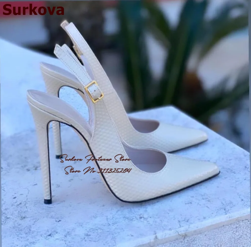 Surkova Blue Yellow Snakeskin Pattern Matte High Heel Shoes 12cm 10cm 8cm Stiletto Singback Dress Pumps Pointed Toe Shallow