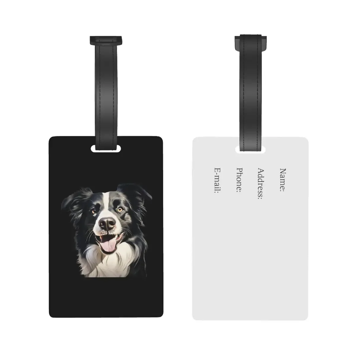 Border Collie Luggage Tags Suitcase Accessories Travel PVC Fashion Baggage Boarding Tag Portable Label Holder ID Name Address