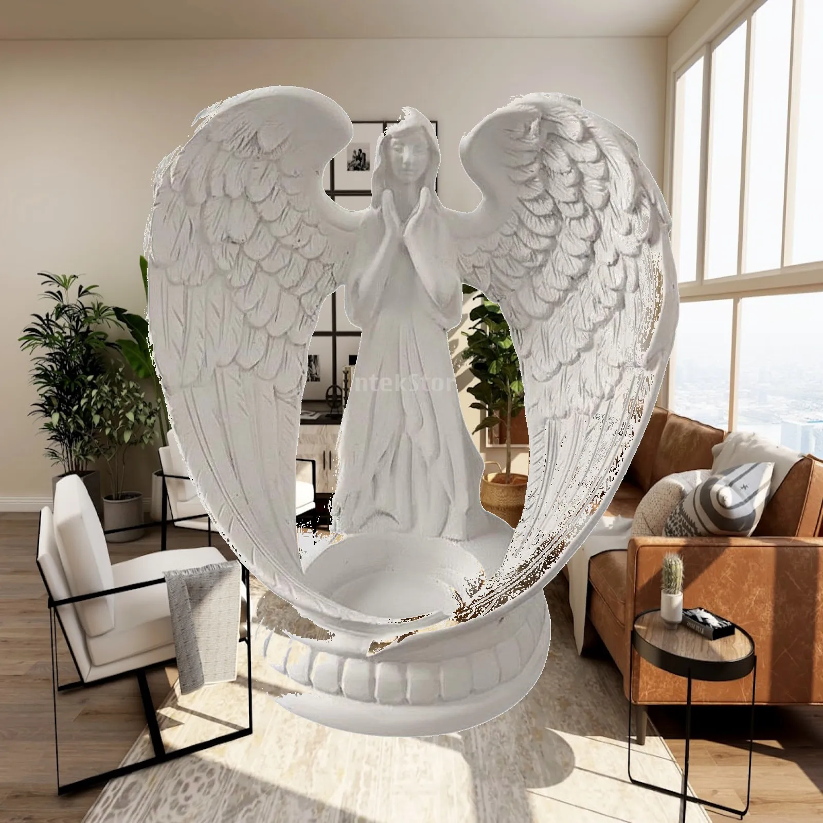 White Resin Angel Statue Nordic design Angel Wing Candle Holder Romantic Atmosphere Candlestick for Wedding, Living Room, Table