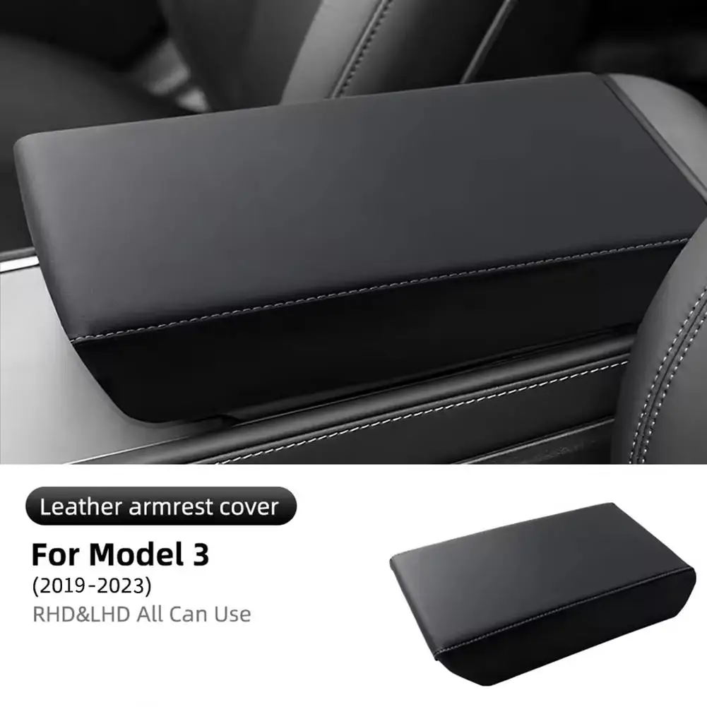 

Leather Armrest Box Cover For Tesla Model 3/Y Center Console Cover, Car Interior Accessory, Armrest Box Protection Cover