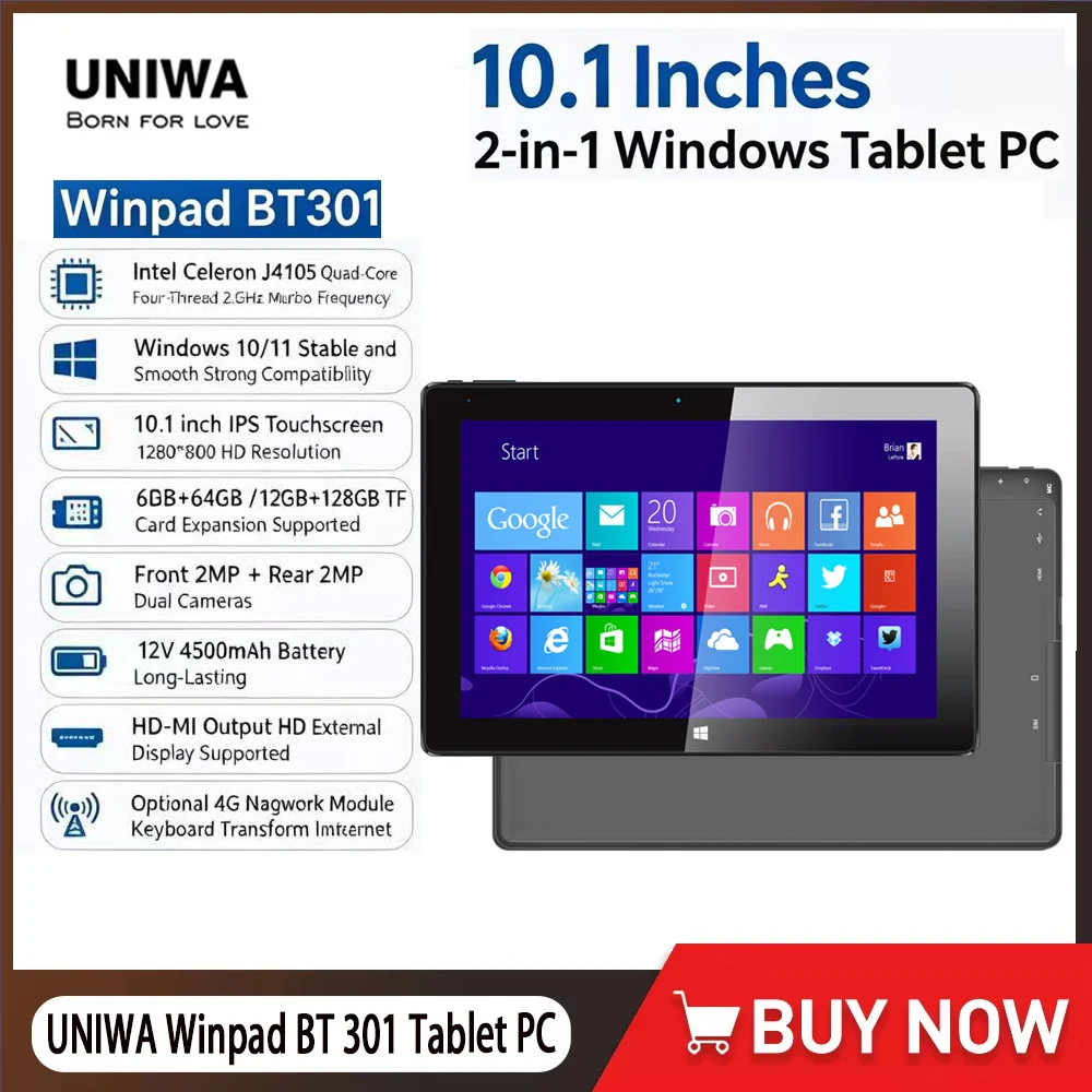 UNIWA WIN 10/WIN 11 Winpad BT301 Планшет на Windows 10.1