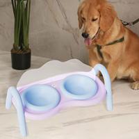 Elevated Cat Bowls Raised Double Bowls Creative AntiSlip Feeding Station Pet Supplies for Outdoor Puppy Travel Home Dorm Room
